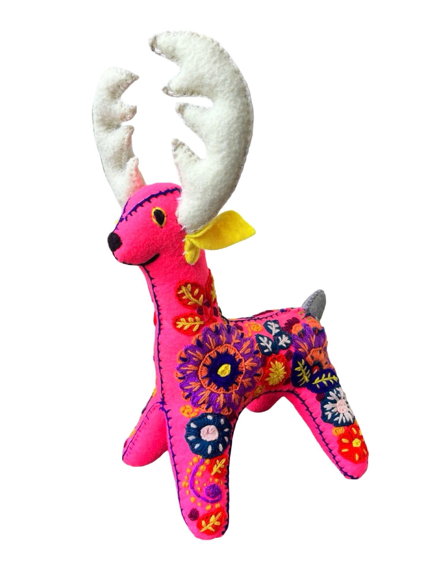 Embroidered felt deer
