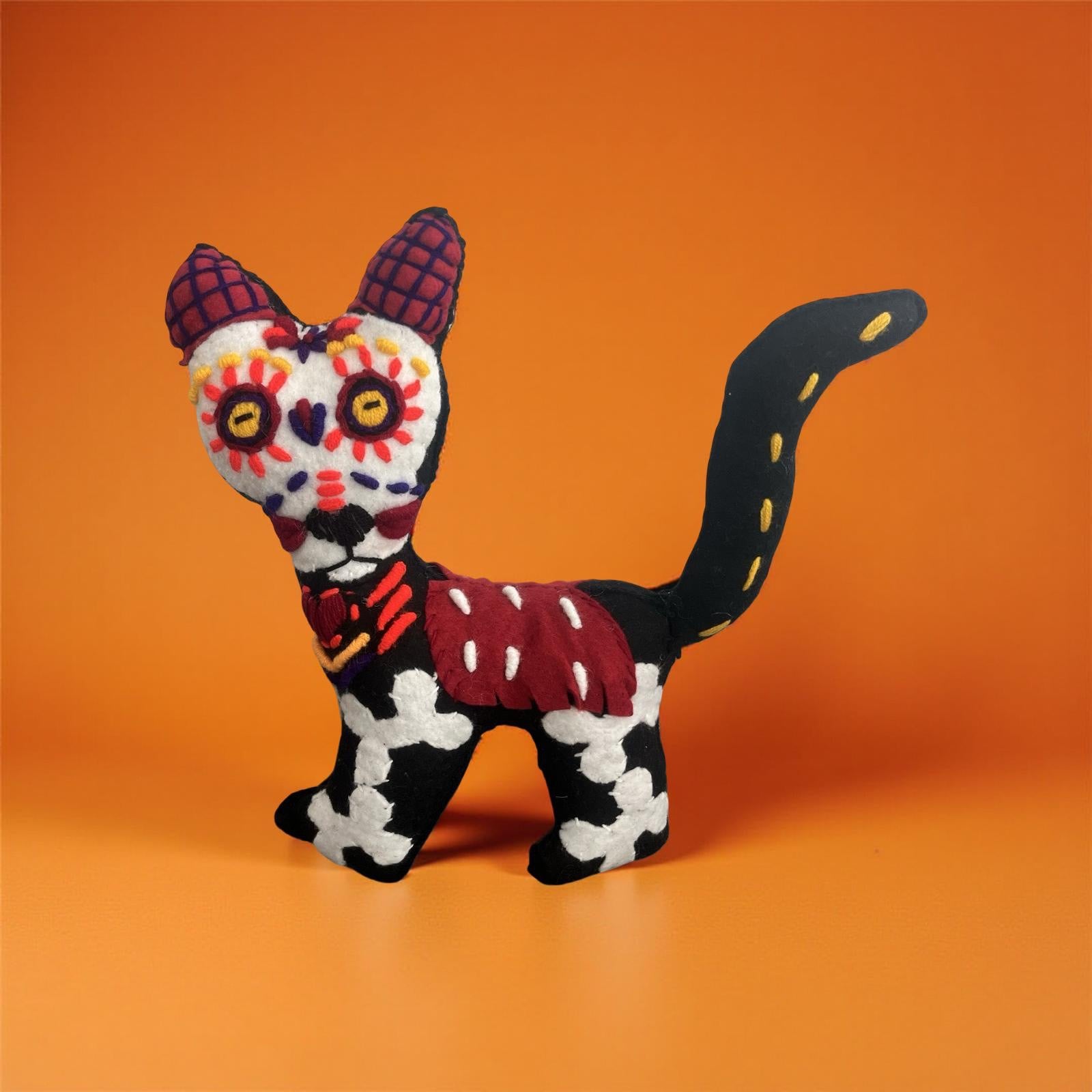 Embroidered alebrije gato calaca