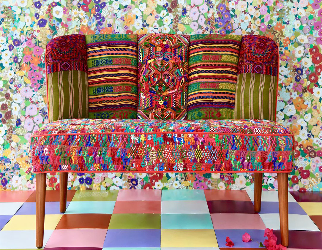 Foto_Folk_2 Inspiration of ethically made furniture. Here, a sofa made with central america textiles.